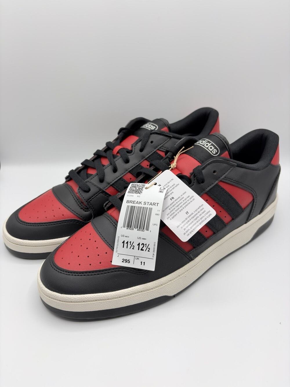 adidas Break Start Men's Low Top Lace Up Athletic Sneakers Black/Red JR1440 11.5